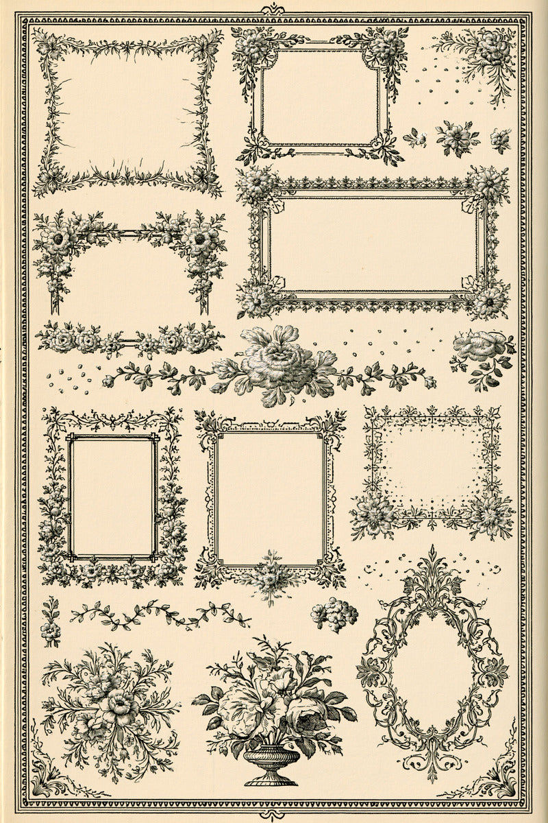 Home Textile Frame Library Plate from Classic Frames & Borders Book 10, a digital embroidery design reference for machine embroidery designs, embroidery patterns and border and edge embroidery.