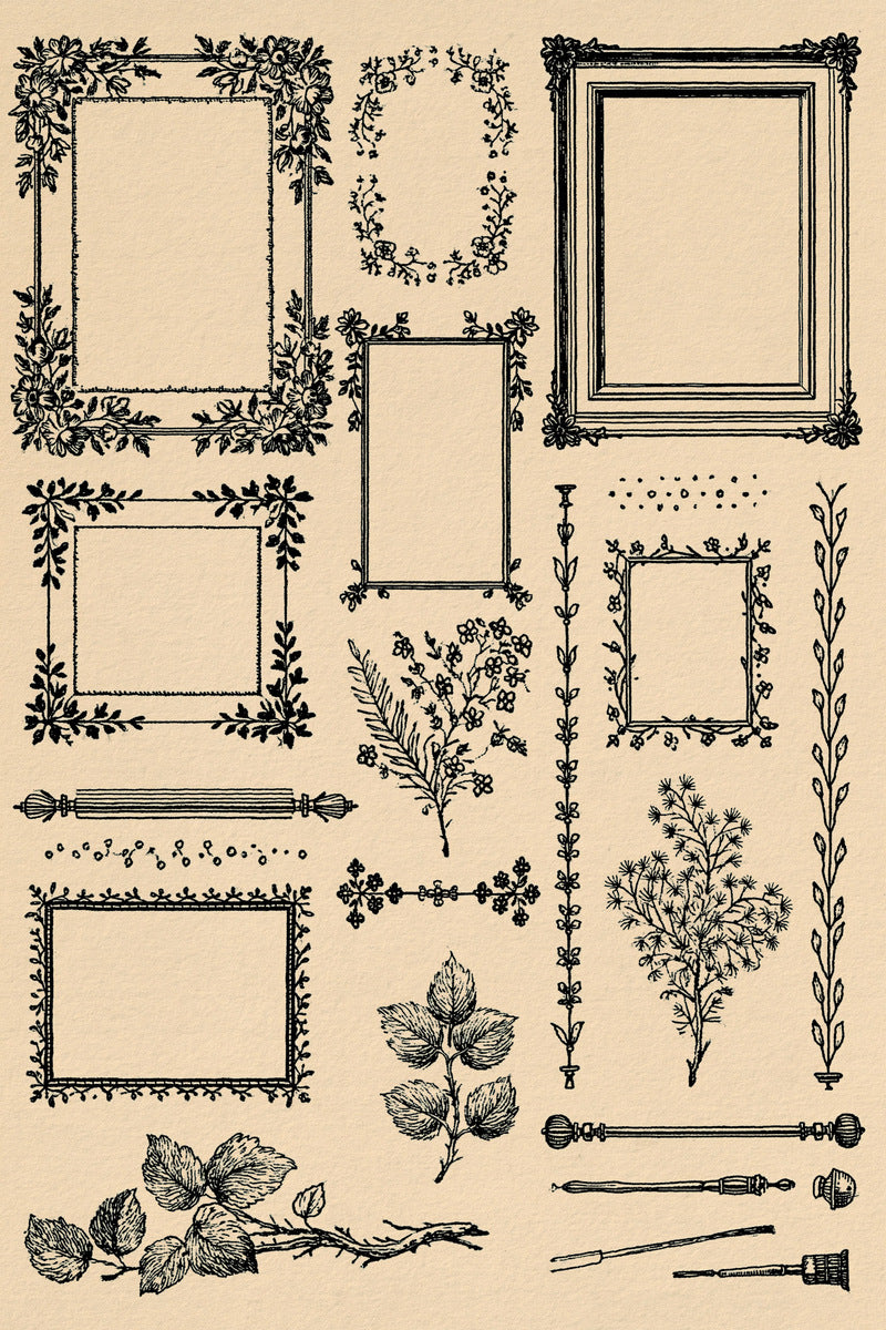 Home Textile Frame Library Plate from Classic Frames & Borders Book 7, a digital embroidery design reference for machine embroidery designs, embroidery patterns and border and edge embroidery.