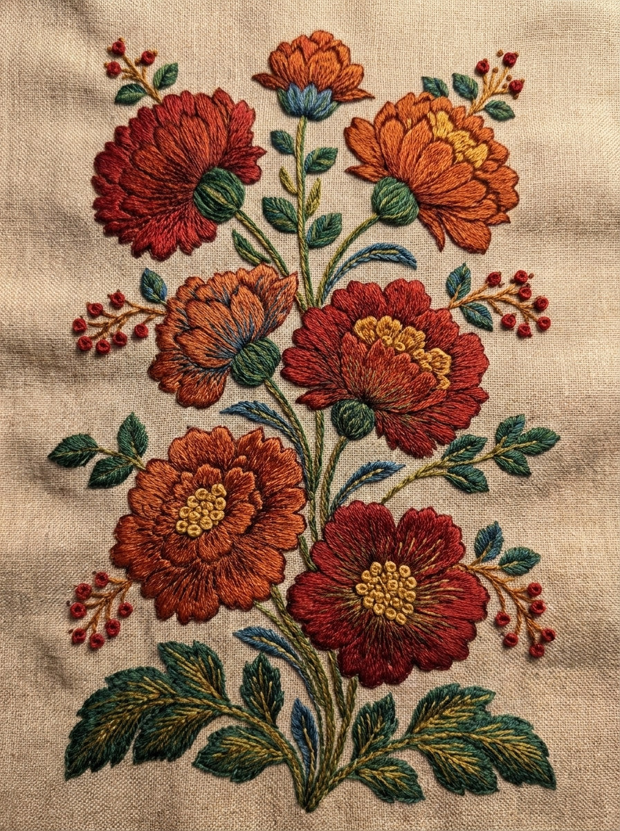 Hungarian Blouse Front Floral Spray from Hungarian & Slavic Embroidery Motifs Book 2, a digital embroidery design reference for machine embroidery designs, embroidery patterns and garment placement ideas.