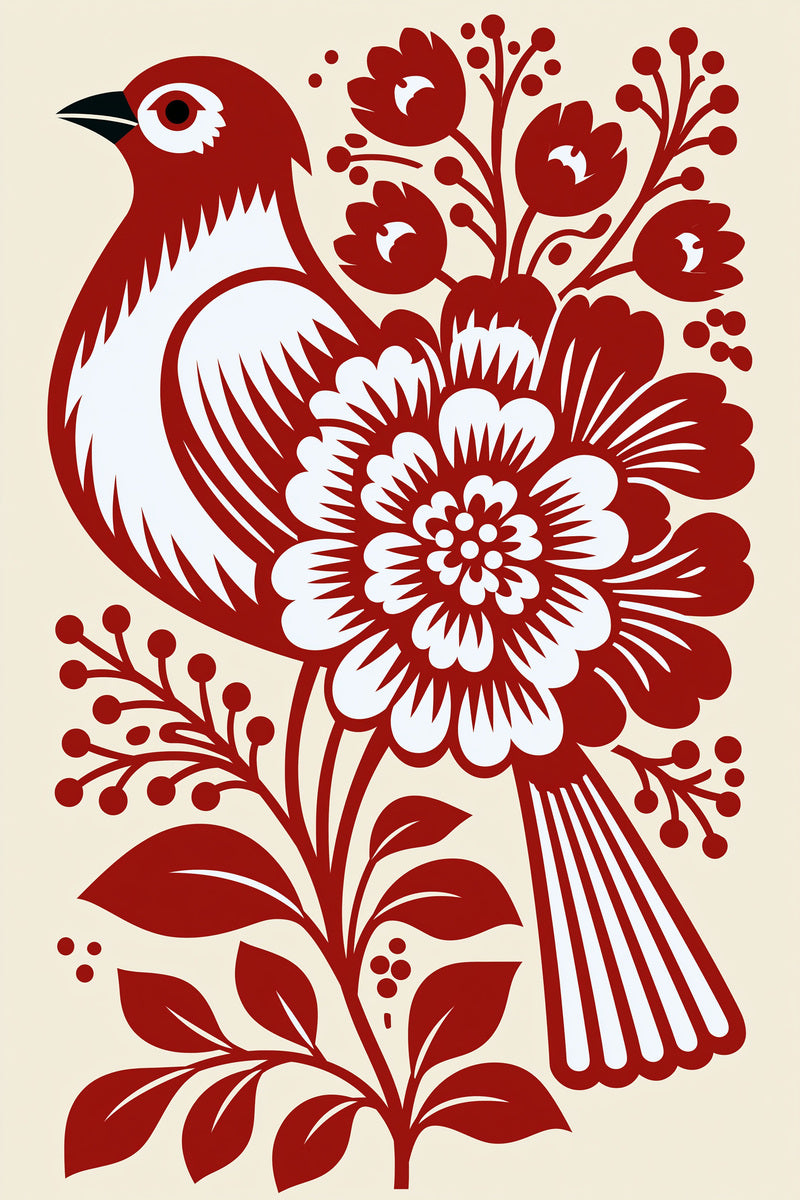 Hungarian Floral Bird Motif Birds from Birds Embroidery Book 1, a digital embroidery design reference for machine embroidery designs, embroidery patterns and botanical and floral embroidery.