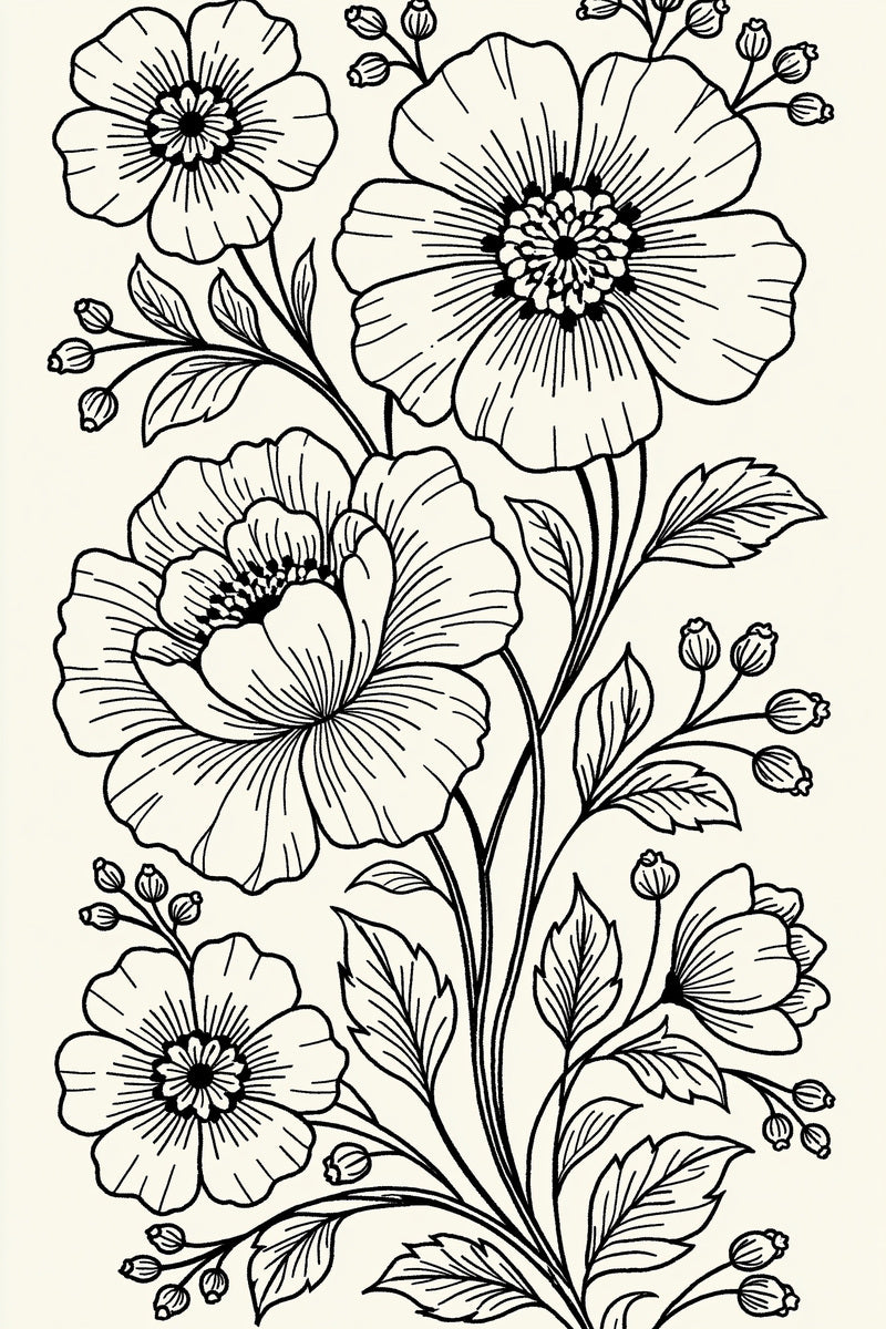 Hungarian Floral Border Unit from Hungarian & Slavic Embroidery Motifs Book 4, a digital embroidery design reference for machine embroidery designs, embroidery patterns and border and edge embroidery.