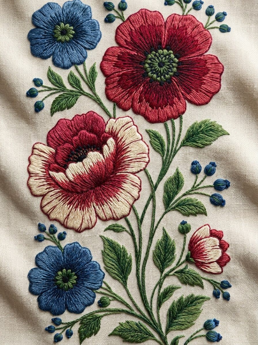 Hungarian Floral Border Unit from Hungarian & Slavic Embroidery Motifs Book 4, a digital embroidery design reference for machine embroidery designs, embroidery patterns and border and edge embroidery.
