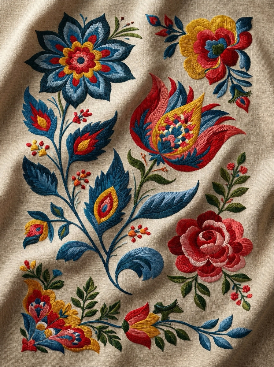 Hungarian Floral Motif Set from Hungarian & Slavic Embroidery Motifs Book 3, a digital embroidery design reference for machine embroidery designs, embroidery patterns and botanical and floral embroidery.