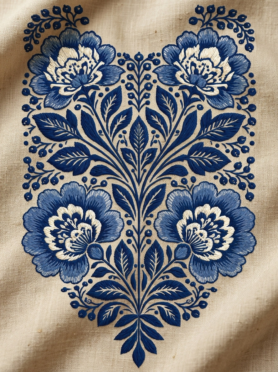 Hungarian Folk Dress Yoke from Hungarian & Slavic Embroidery Motifs Book 4, a digital embroidery design reference for machine embroidery designs, embroidery patterns and garment placement ideas.