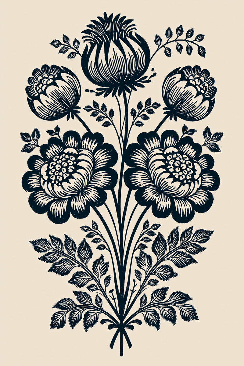 Hungarian Folk Floral Bouquet from Hungarian & Slavic Embroidery Motifs Book 1, a digital embroidery design reference for machine embroidery designs, embroidery patterns and botanical and floral embroidery.