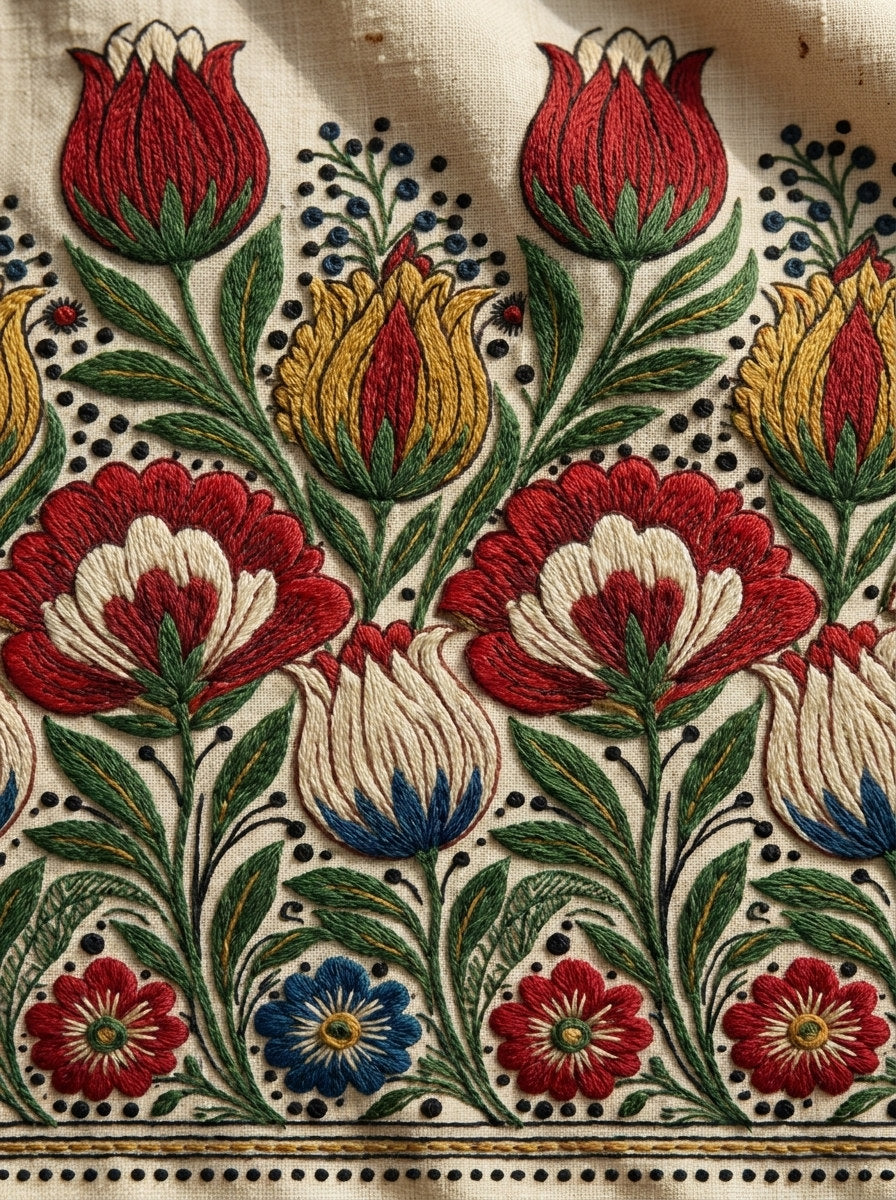 Hungarian Home Linen Border from Hungarian & Slavic Embroidery Motifs Book 3, a digital embroidery design reference for machine embroidery designs, embroidery patterns and border and edge embroidery.