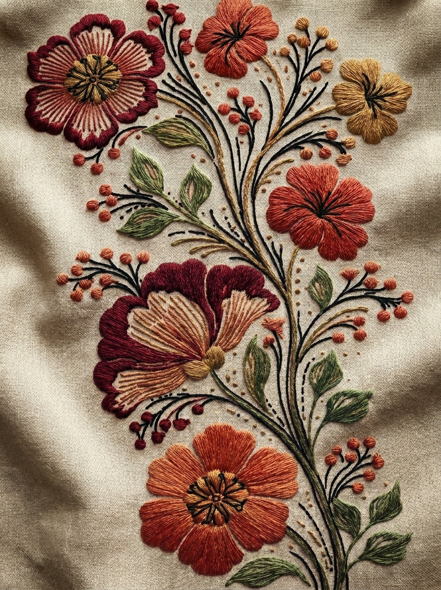 Hungarian Kitchen Towel Border from Hungarian & Slavic Embroidery Motifs Book 1, a digital embroidery design reference for machine embroidery designs, embroidery patterns and border and edge embroidery.