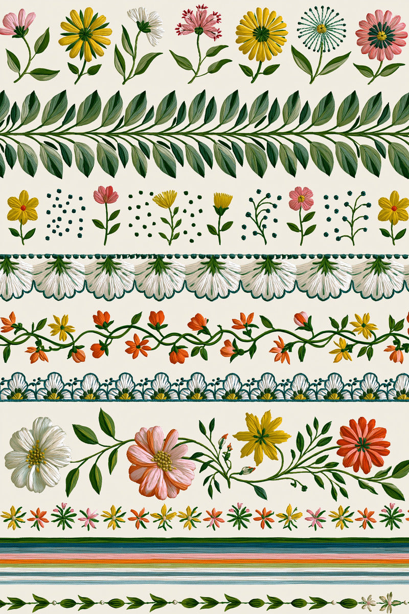 Interchangeable Border And Repeat Unit from Modular & Combine Friendly Embroidery Systems - Book 2, a machine embroidery design reference.