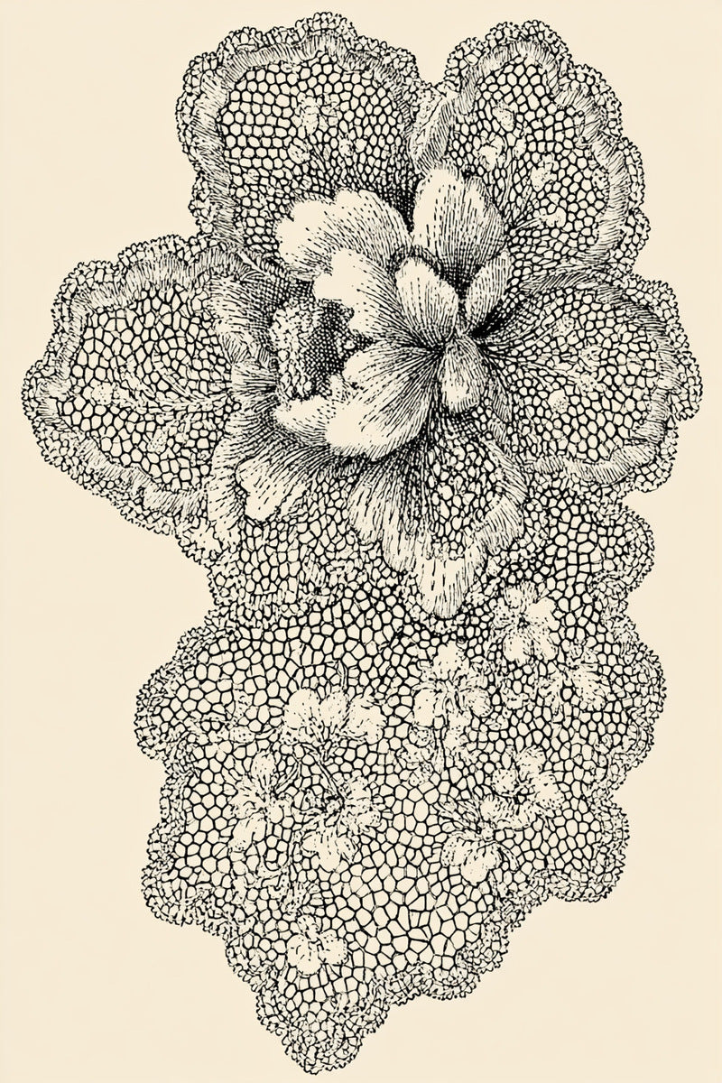 Irish Lace Mesh Motif from Lace Embroidery & Broderie Designs Book 1, a digital embroidery design reference for machine embroidery designs, embroidery patterns and lace and broderie details.