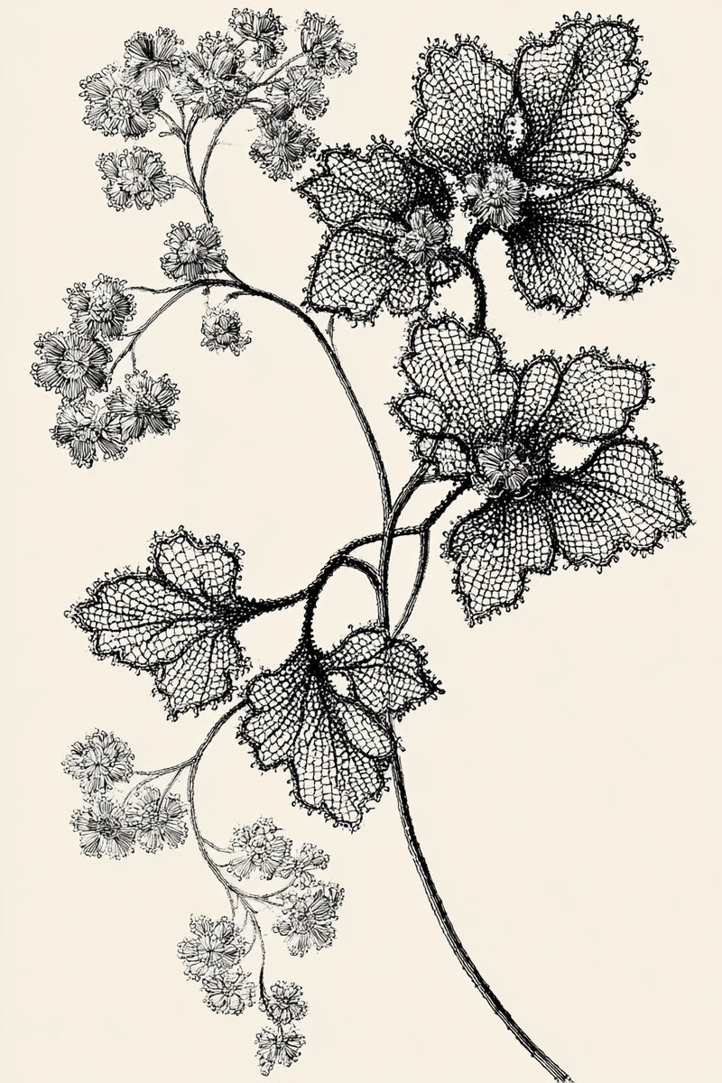 Irish Lace Vine Motif from Lace Embroidery & Broderie Designs Book 4, a digital embroidery design reference for machine embroidery designs, embroidery patterns and lace and broderie details.