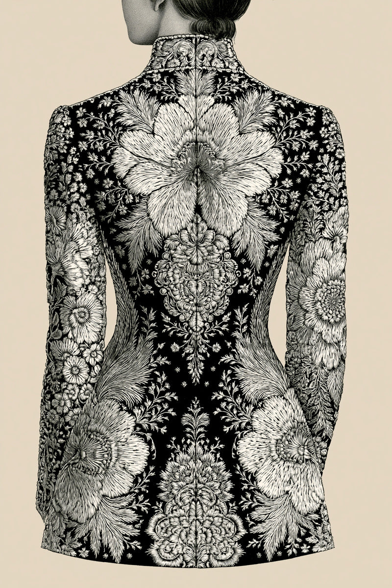 Jacket Back And Statement Motif from Jacket Backs & Shirt Fronts Embroidery Book 1, a digital embroidery design reference for machine embroidery designs, embroidery patterns and garment placement ideas.