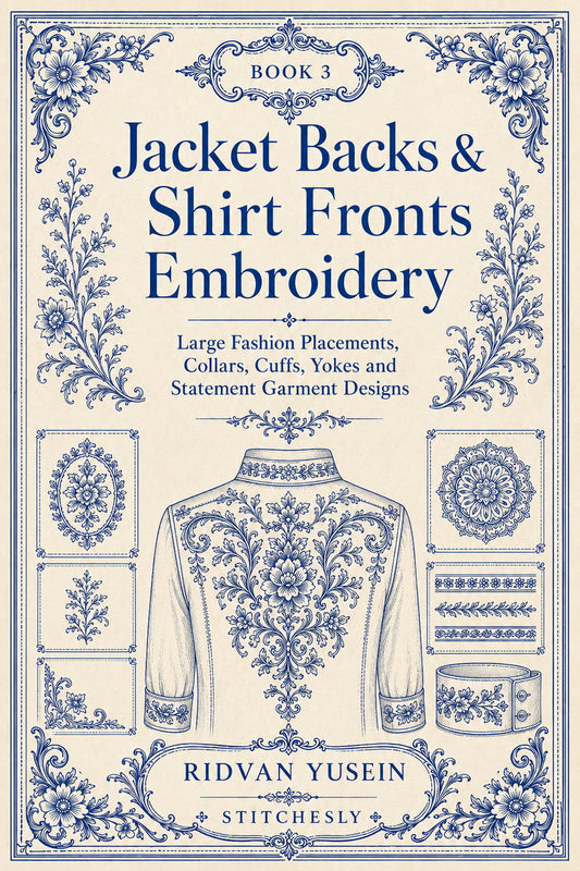 Jacket Backs And Shirt Fronts Embroidery 3 Book 03 from Jacket Backs & Shirt Fronts Embroidery Book 3, a digital embroidery design reference for machine embroidery designs, embroidery patterns and garment placement ideas.