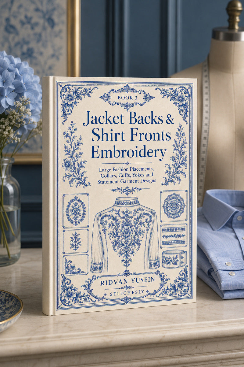 Jacket Backs And Shirt Fronts Embroidery 3 Book from Jacket Backs & Shirt Fronts Embroidery Book 3, a digital embroidery design reference for machine embroidery designs, embroidery patterns and garment placement ideas.