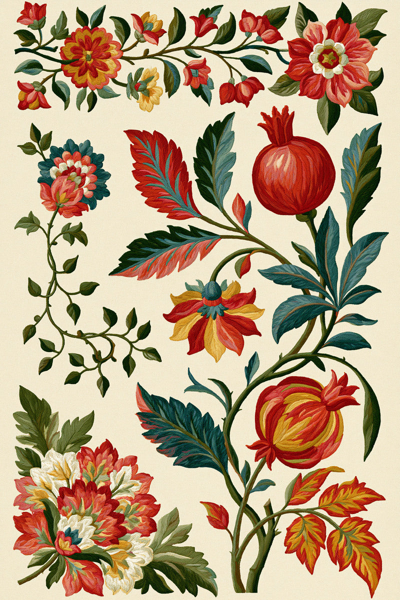 Jacobean Border And Corner Set from Jacobean & Crewel Embroidery Book 3, a digital embroidery design reference for machine embroidery designs, embroidery patterns and border and edge embroidery.