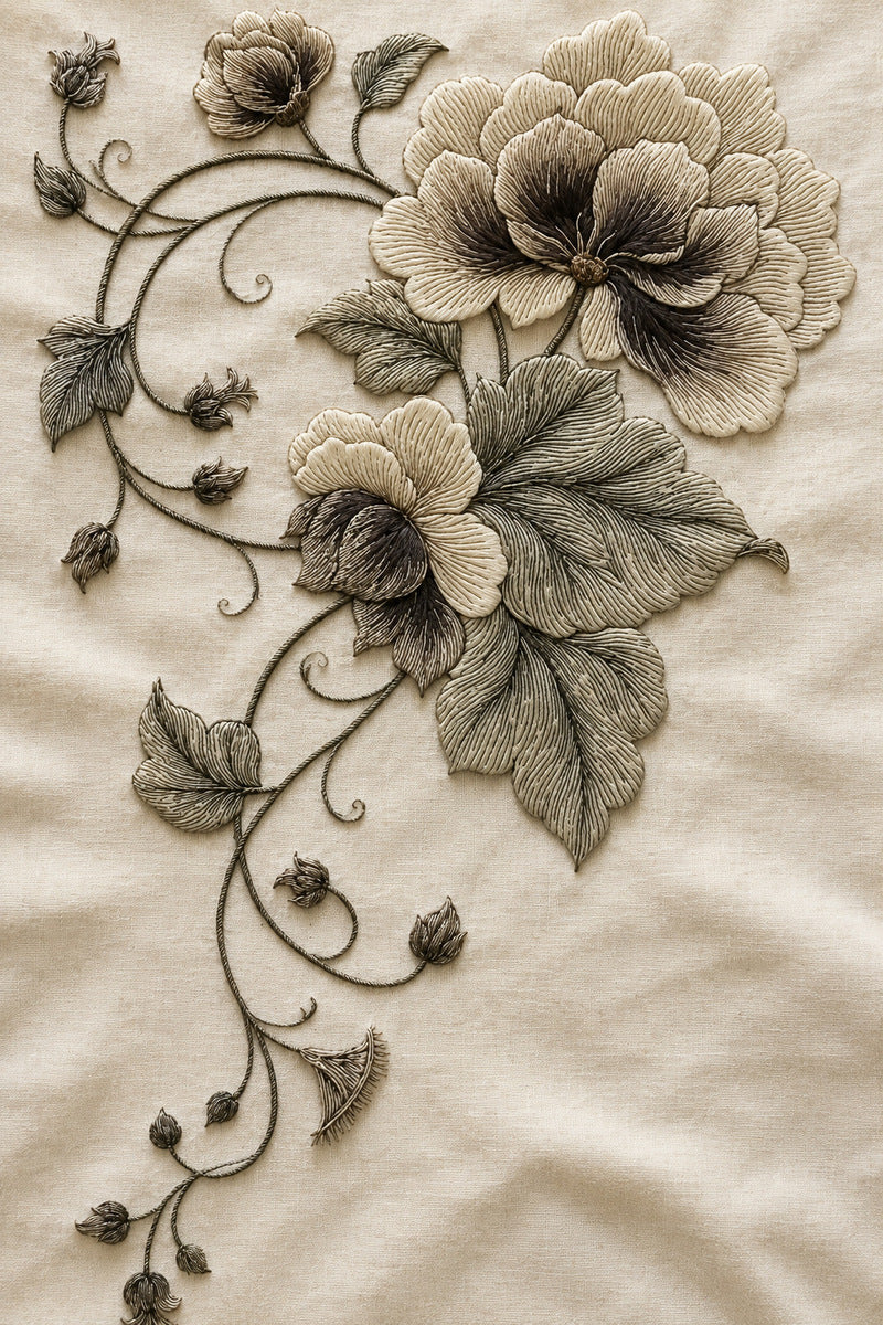 Jacobean Floral Corner 02 from Jacobean & Crewel Embroidery Book 1, a digital embroidery design reference for machine embroidery designs, embroidery patterns and corner embroidery.