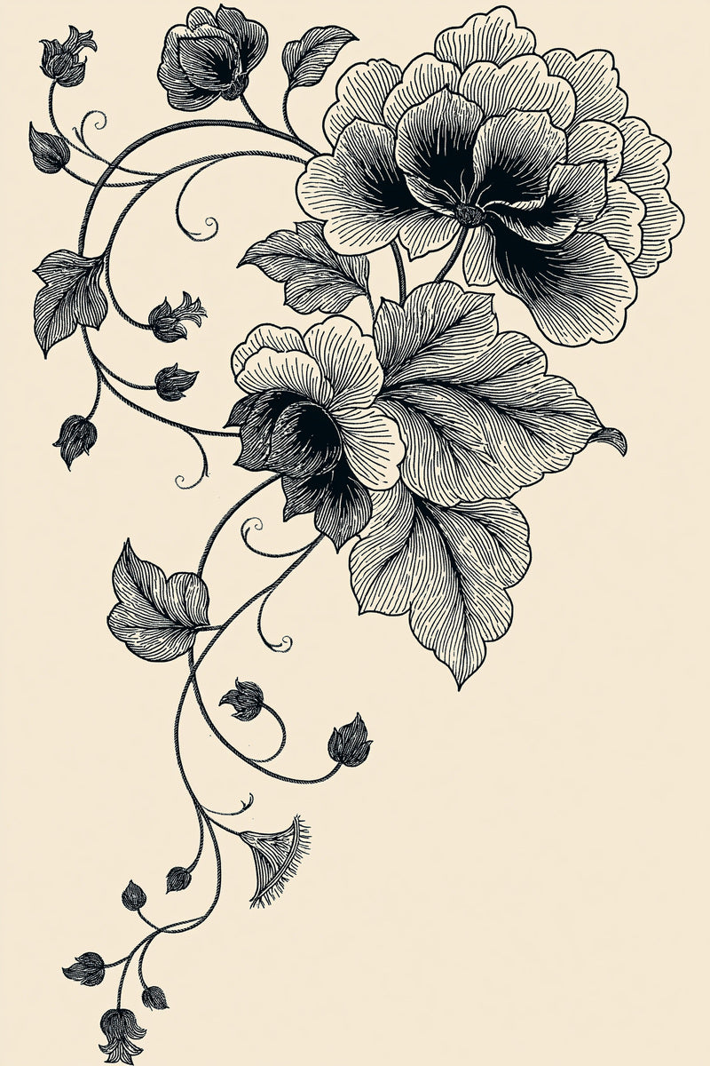 Jacobean Floral Corner from Jacobean & Crewel Embroidery Book 1, a digital embroidery design reference for machine embroidery designs, embroidery patterns and corner embroidery.