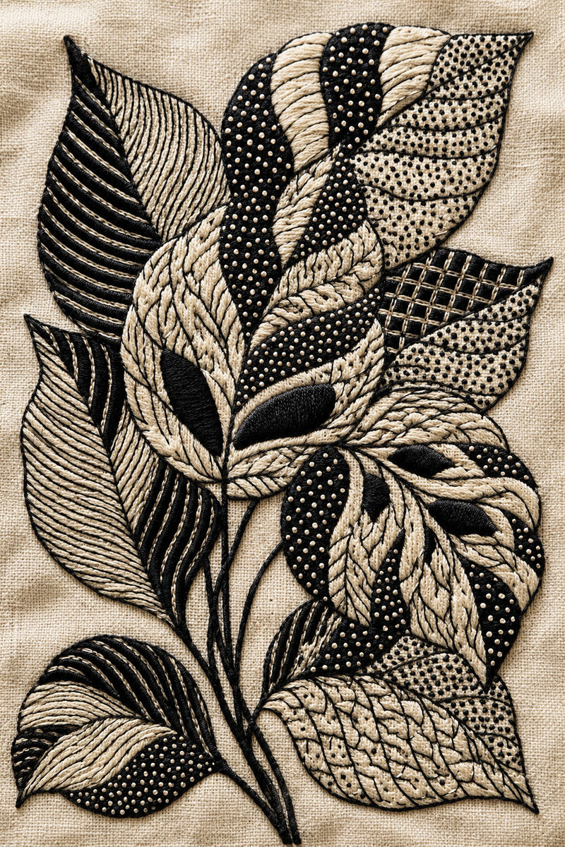 Jacobean Leaf Filling Sampler from Jacobean & Crewel Embroidery Book 1, a digital embroidery design reference for machine embroidery designs, embroidery patterns and botanical and floral embroidery.