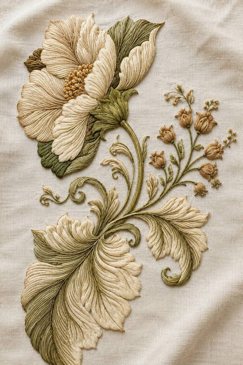 Jacobean Pillow Corner Arrangement 02 from Jacobean & Crewel Embroidery Book 1, a digital embroidery design reference for machine embroidery designs, embroidery patterns and corner embroidery.