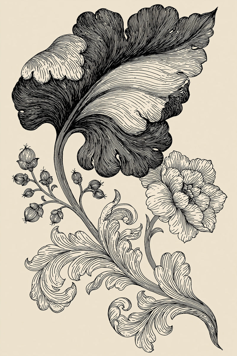 Jacobean Pillow Corner Arrangement 02 from Jacobean & Crewel Embroidery Book 3, a digital embroidery design reference for machine embroidery designs, embroidery patterns and corner embroidery.