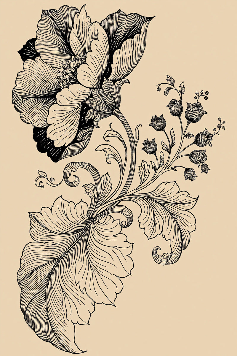Jacobean Pillow Corner Arrangement from Jacobean & Crewel Embroidery Book 1, a digital embroidery design reference for machine embroidery designs, embroidery patterns and corner embroidery.