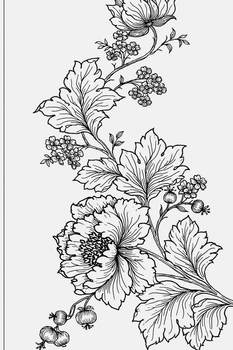 Jacobean Vine Edge Border 02 from Jacobean & Crewel Embroidery Book 3, a digital embroidery design reference for machine embroidery designs, embroidery patterns and border and edge embroidery.