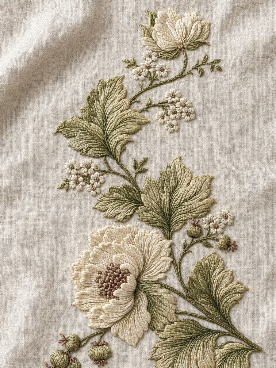 Jacobean Vine Edge Border from Jacobean & Crewel Embroidery Book 3, a digital embroidery design reference for machine embroidery designs, embroidery patterns and border and edge embroidery.