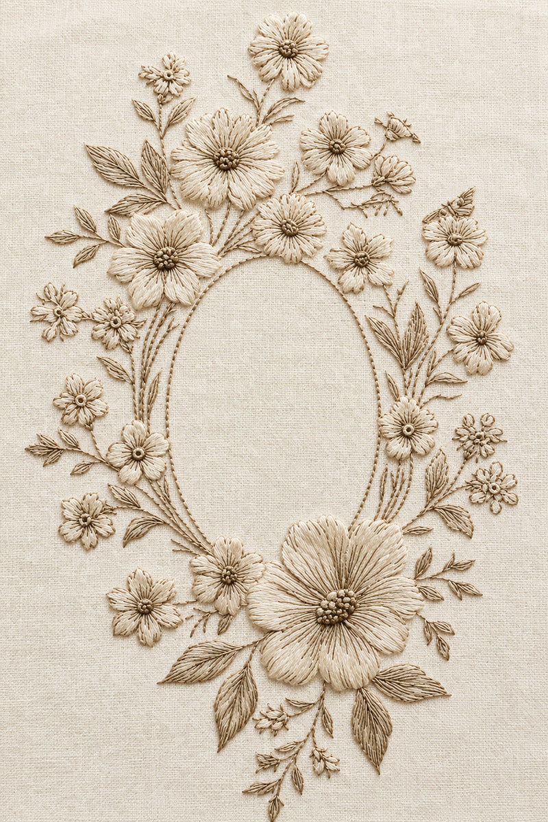 Jewelry Pouch Monogram Frame 02 from Napkins, Table Runners & Kitchen Linens Book 1, a digital embroidery design reference for machine embroidery designs, embroidery patterns and border and edge embroidery.