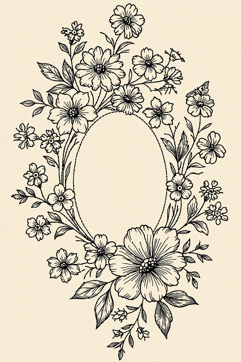 Jewelry Pouch Monogram Frame 03 from Napkins, Table Runners & Kitchen Linens Book 1, a digital embroidery design reference for machine embroidery designs, embroidery patterns and border and edge embroidery.