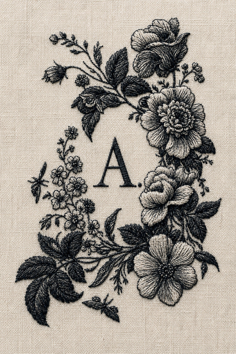Jewelry Pouch Monogram Frame from Napkins, Table Runners & Kitchen Linens Book 3, a digital embroidery design reference for machine embroidery designs, embroidery patterns and border and edge embroidery.