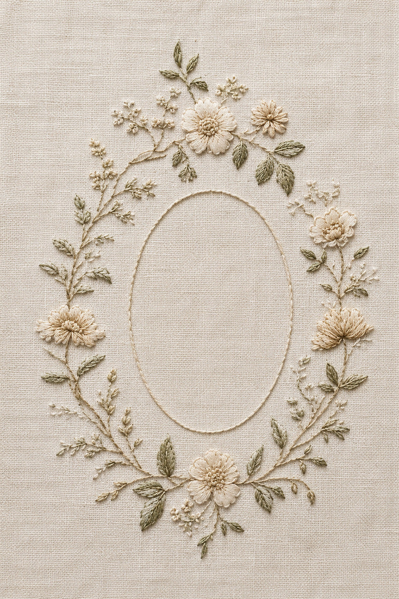 Jewelry Pouch Monogram Frame from Napkins, Table Runners & Kitchen Linens Book 4, a digital embroidery design reference for machine embroidery designs, embroidery patterns and border and edge embroidery.