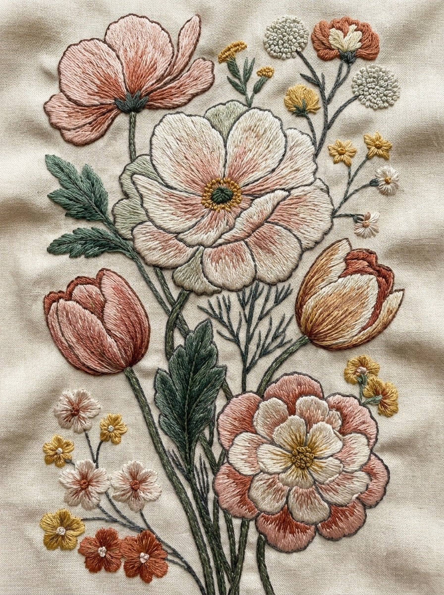 Jumbo Floral Botanical Motif Set from Jumbo - Large Scale Designs Book 1, a digital embroidery design reference for machine embroidery designs, embroidery patterns and botanical and floral embroidery.