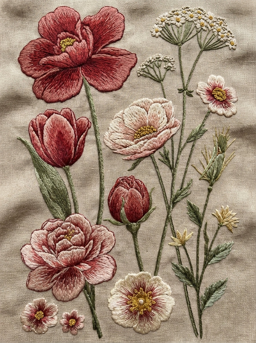 Jumbo Floral Botanical Motif Set from Jumbo - Large Scale Designs Book 2, a digital embroidery design reference for machine embroidery designs, embroidery patterns and botanical and floral embroidery.