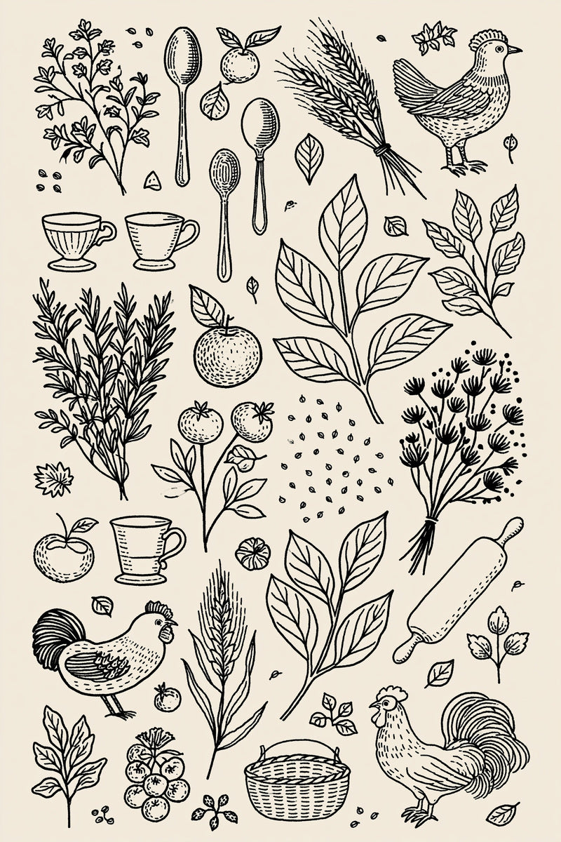 Kitchen Mini Filler Plate Kitchen from Kitchen Towels & Aprons Embroidery Book 3, a digital embroidery design reference for machine embroidery designs, embroidery patterns and linen and home textile projects.