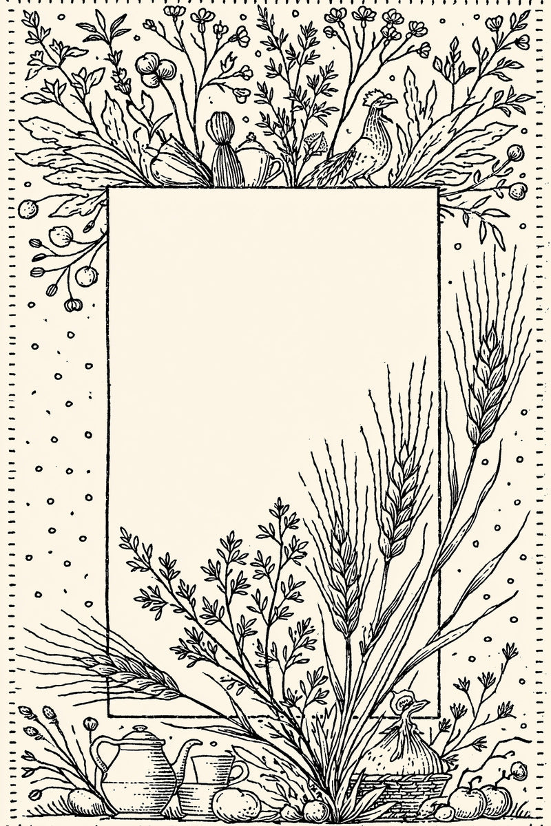 Kitchen Pantry Label Frame Kitchen from Kitchen Towels & Aprons Embroidery Book 1, a digital embroidery design reference for machine embroidery designs, embroidery patterns and frames and monogram spaces.