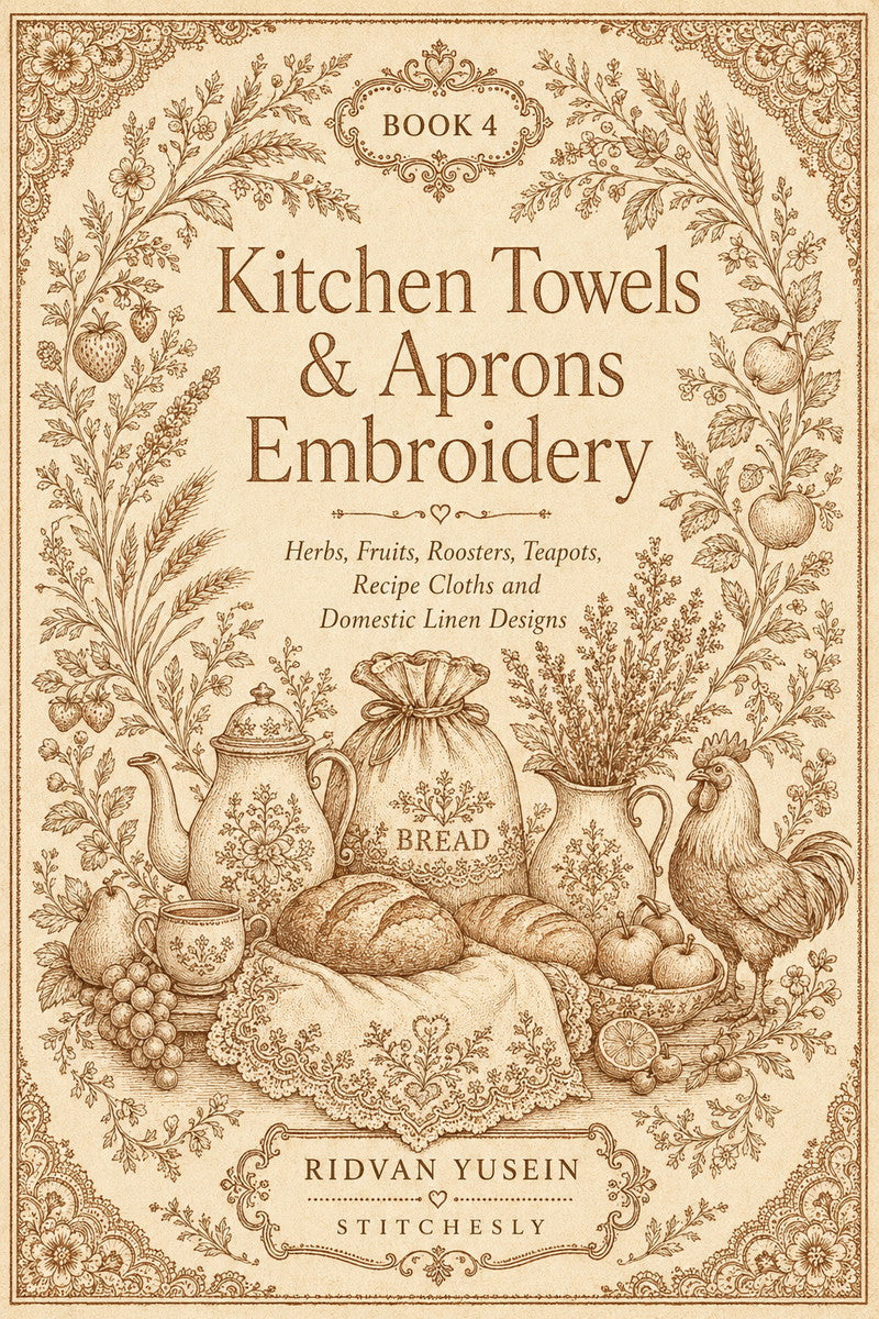 Kitchen Towels And Aprons Embroidery 4 Book 02 from Kitchen Towels & Aprons Embroidery Book 4, a digital embroidery design reference for machine embroidery designs, embroidery patterns and linen and home textile projects.