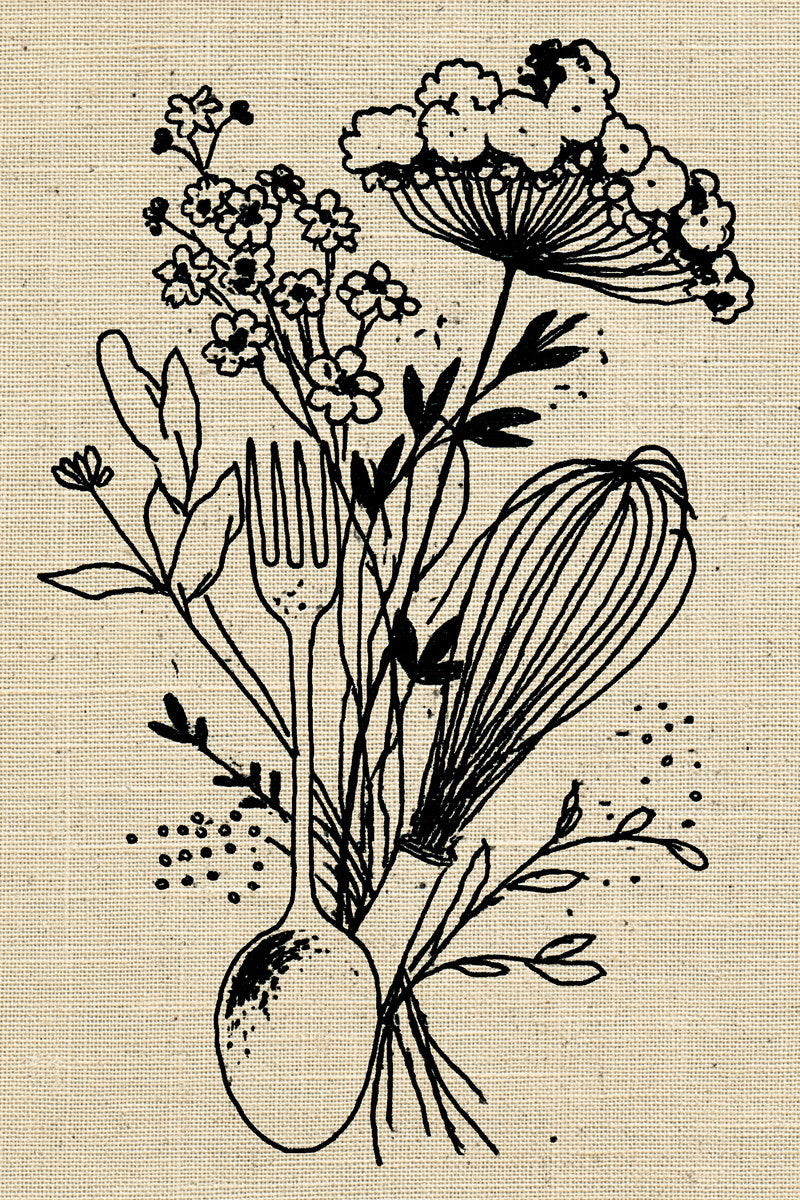 Kitchen Utensil Floral Motif Kitchen from Kitchen Towels & Aprons Embroidery Book 2, a digital embroidery design reference for machine embroidery designs, embroidery patterns and linen and home textile projects.