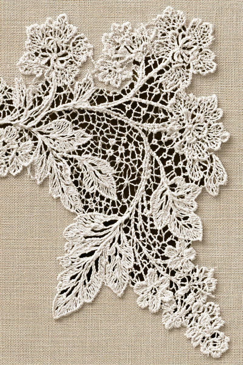 La Broderie Blanche Napkin Corner from Lace Embroidery & Broderie Designs Book 2, a digital embroidery design reference for machine embroidery designs, embroidery patterns and corner embroidery.