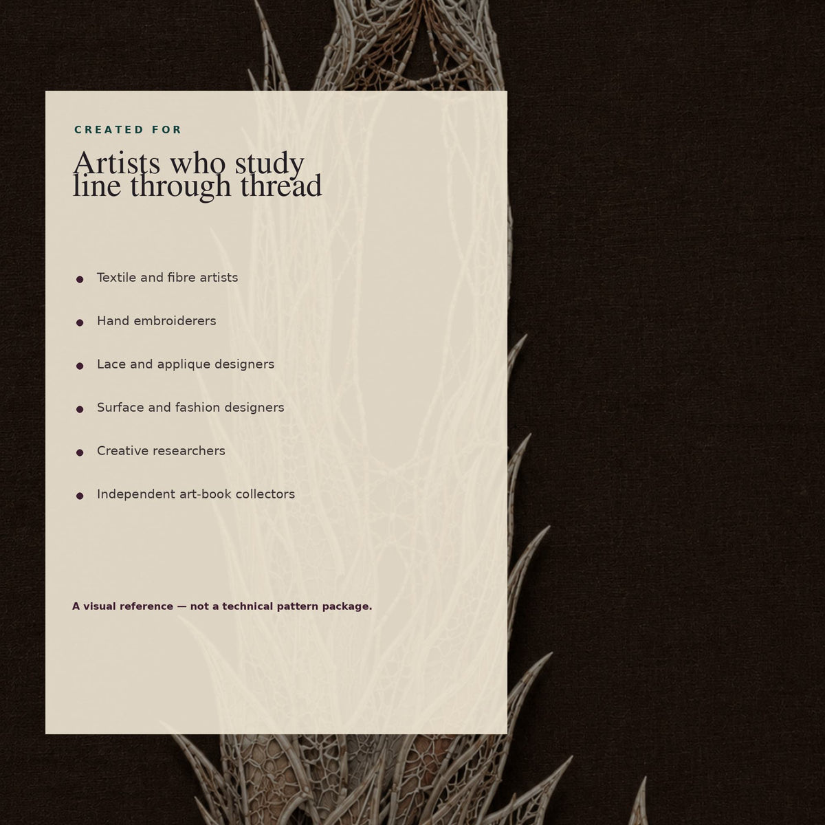 Lace Botanica visual reference for textile artists, embroiderers, lace designers and creative researchers