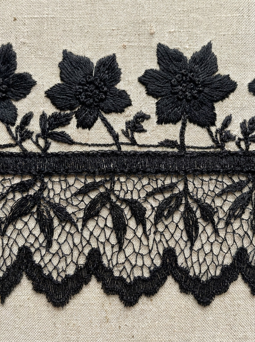 Lace Cuff Placement from Lace Embroidery & Broderie Designs Book 4, a digital embroidery design reference for machine embroidery designs, embroidery patterns and lace and broderie details.
