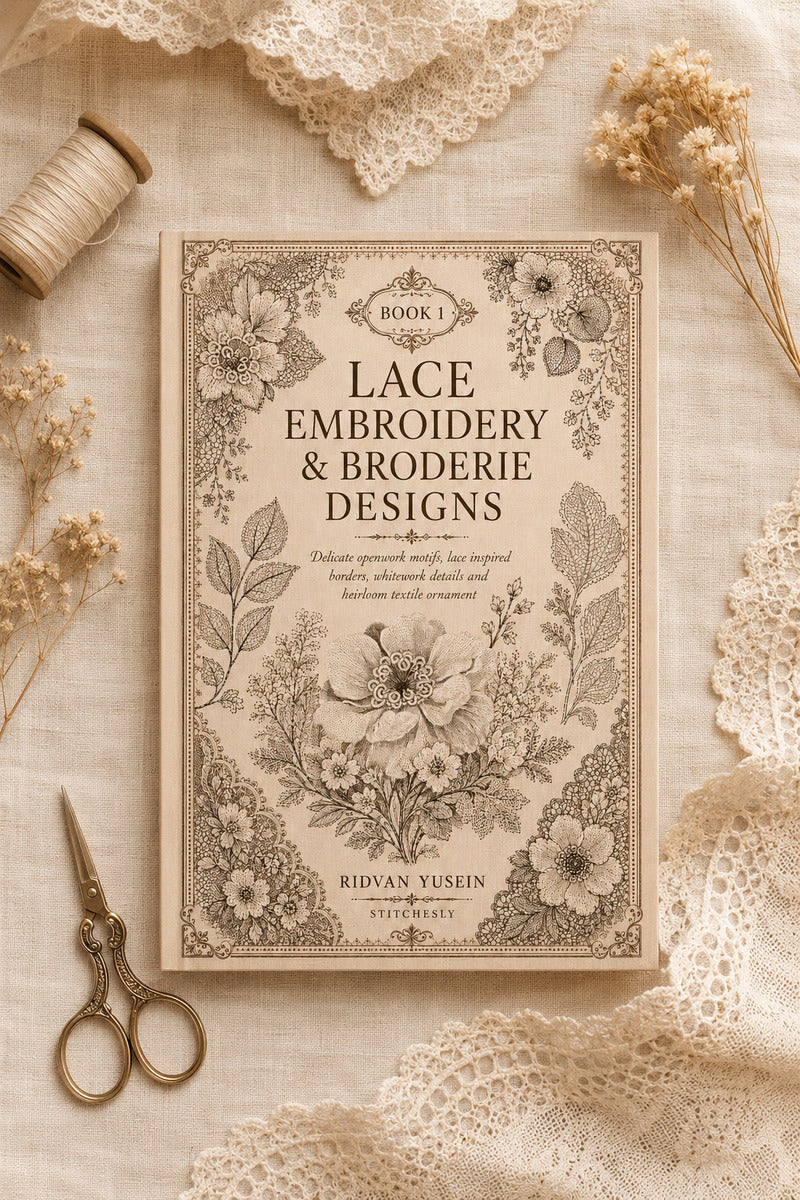 Lace Embroidery And Broderie Designs 1 Book from Lace Embroidery & Broderie Designs Book 1, a digital embroidery design reference for machine embroidery designs, embroidery patterns and lace and broderie details.