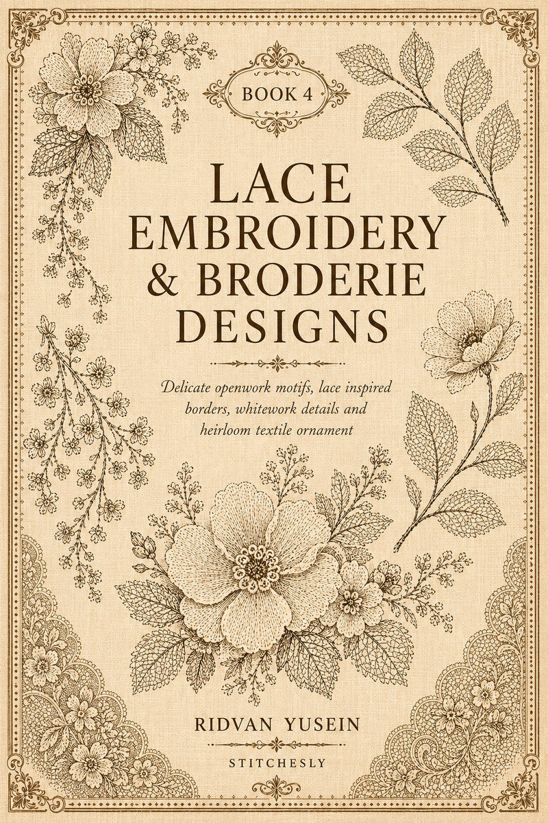 Lace Embroidery And Broderie Designs 4 Book from Lace Embroidery & Broderie Designs Book 4, a digital embroidery design reference for machine embroidery designs, embroidery patterns and lace and broderie details.