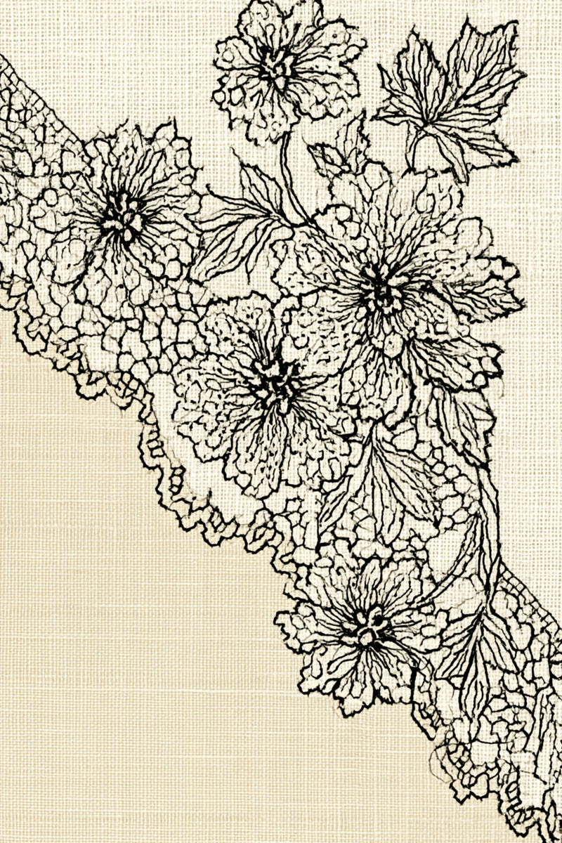 Lace Handkerchief Corner from Lace Embroidery & Broderie Designs Book 1, a digital embroidery design reference for machine embroidery designs, embroidery patterns and corner embroidery.