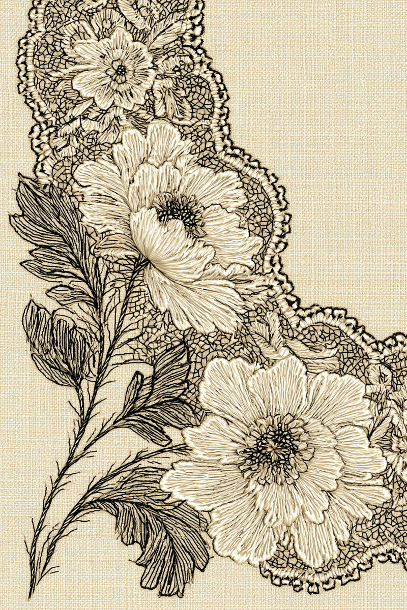 Lace Handkerchief Corner from Lace Embroidery & Broderie Designs Book 3, a digital embroidery design reference for machine embroidery designs, embroidery patterns and corner embroidery.