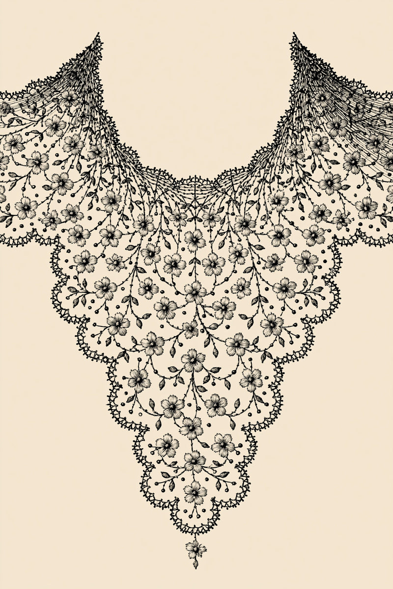 Lace Inspired Collar Border Neckline from Necklines & Collars Embroidery Book 1, a digital embroidery design reference for machine embroidery designs, embroidery patterns and border and edge embroidery.
