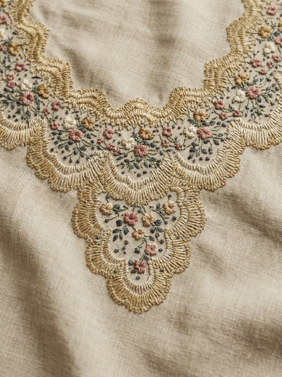 Lace Inspired Collar Border Neckline from Necklines & Collars Embroidery Book 3, a digital embroidery design reference for machine embroidery designs, embroidery patterns and border and edge embroidery.