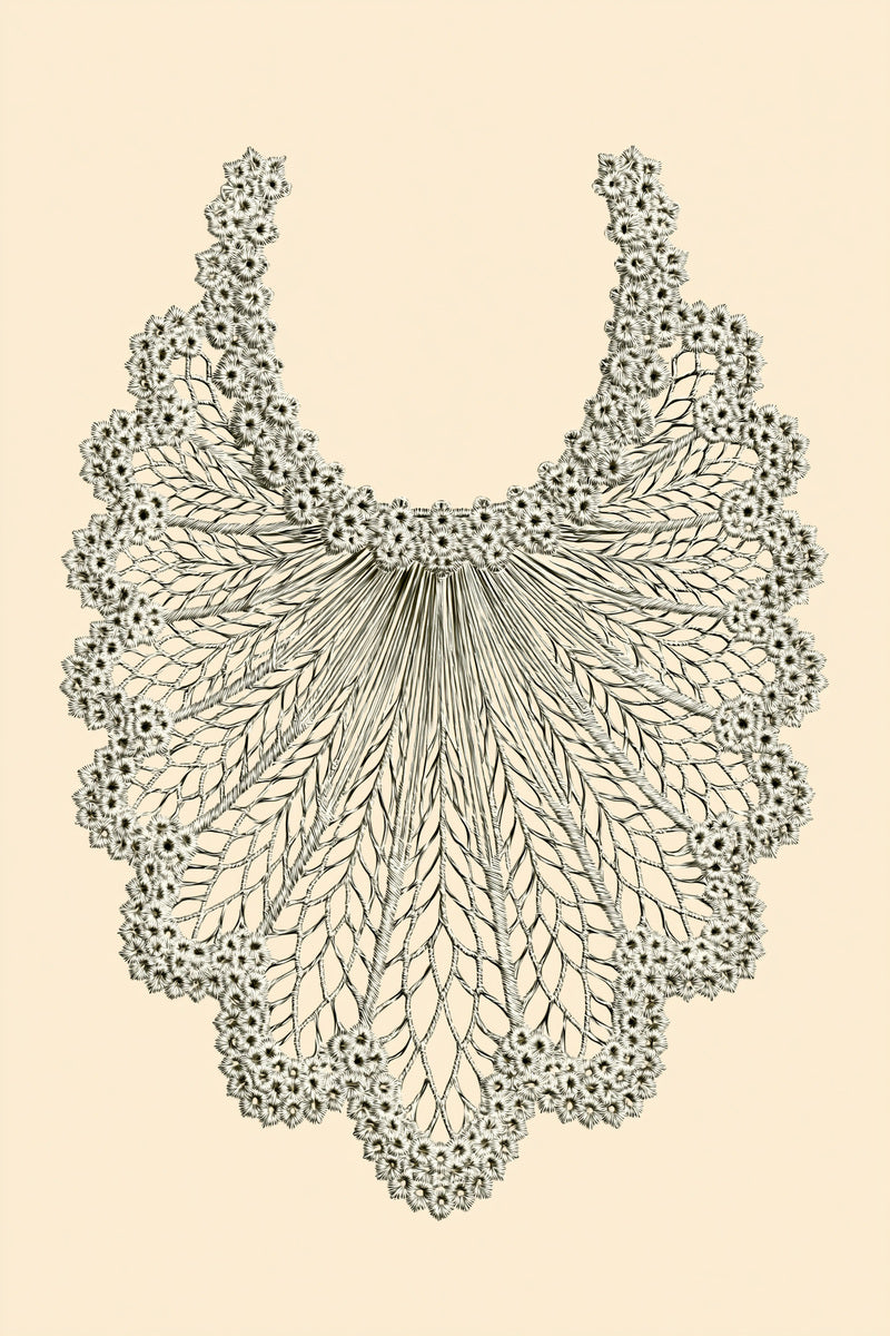 Lace Inspired Collar Motif from Neckline & Collar Embroidery Designs Book 3, a digital embroidery design reference for machine embroidery designs, embroidery patterns and lace and broderie details.