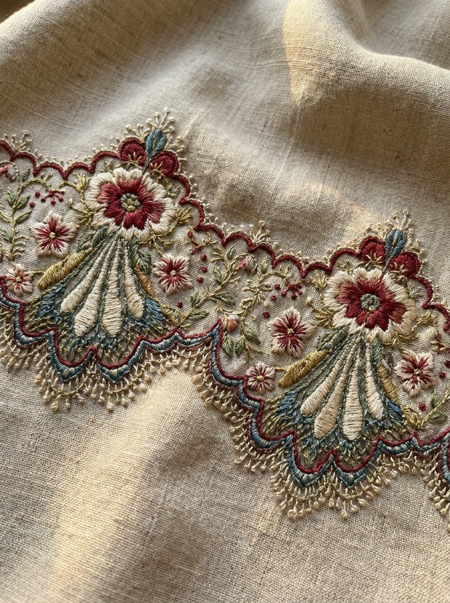 Lace Inspired Edge Border Classic from Classic Frames & Borders Book 7, a digital embroidery design reference for machine embroidery designs, embroidery patterns and border and edge embroidery.