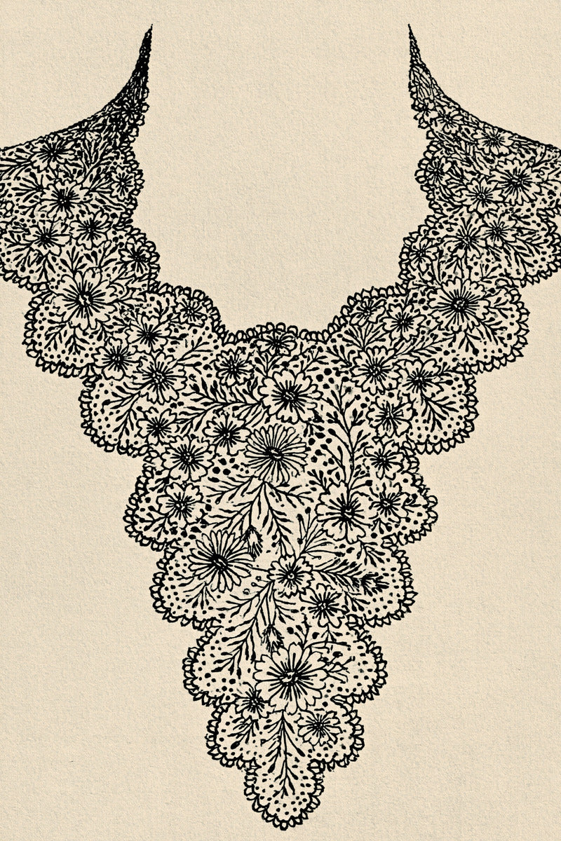 Lace Inspired Floral Collar from Necklines & Collars Embroidery Book 1, a digital embroidery design reference for machine embroidery designs, embroidery patterns and lace and broderie details.