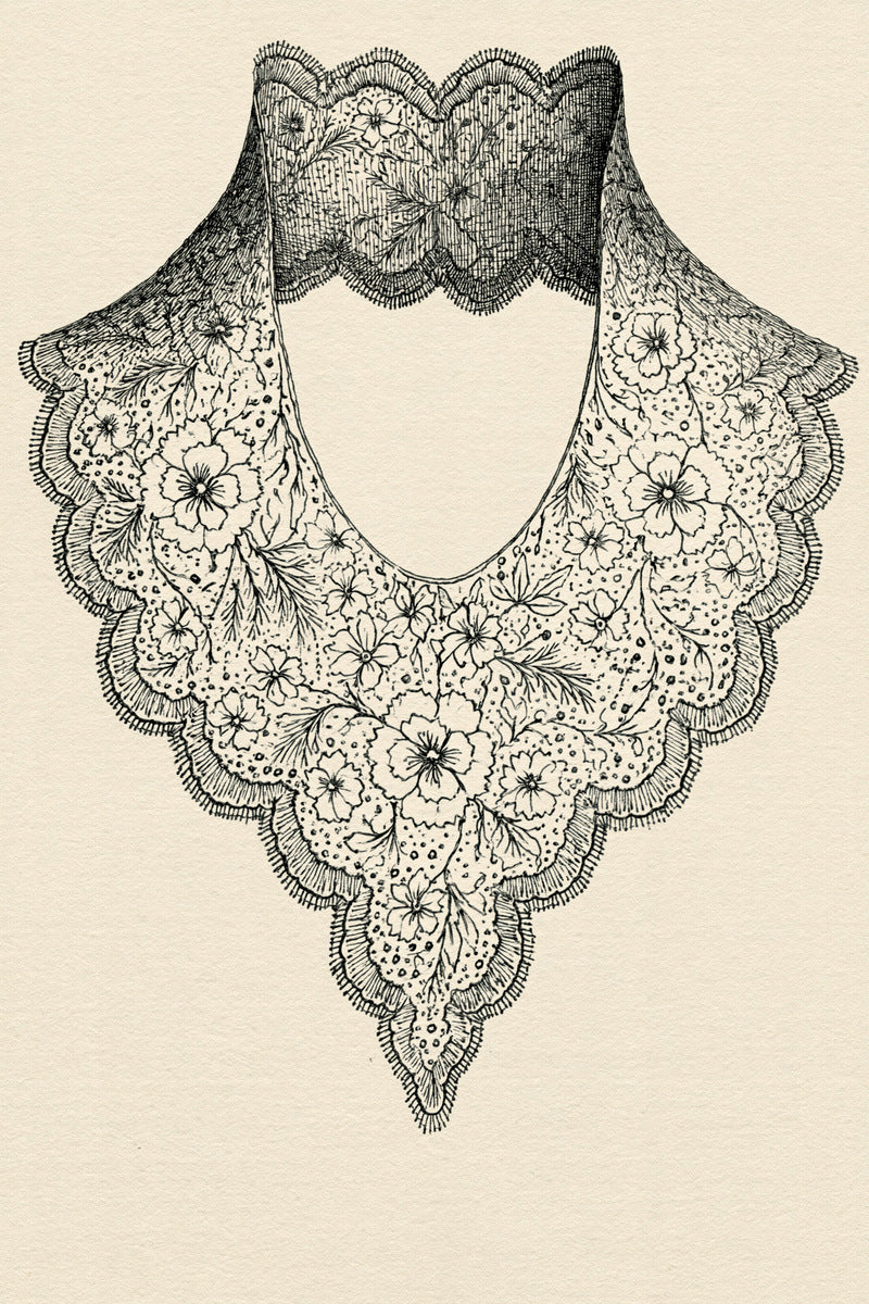 Lace Inspired Floral Collar from Necklines & Collars Embroidery Book 3, a digital embroidery design reference for machine embroidery designs, embroidery patterns and lace and broderie details.