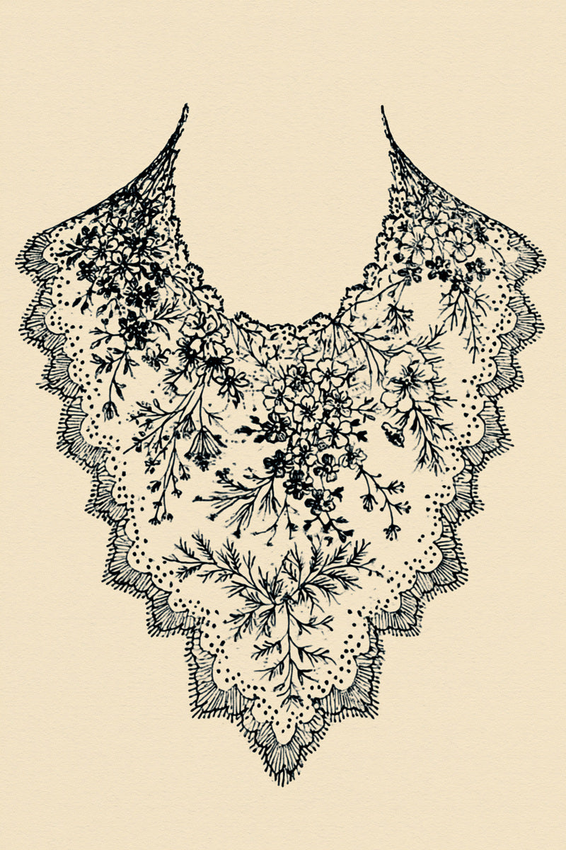 Lace Inspired Floral Collar from Necklines & Collars Embroidery Book 4, a digital embroidery design reference for machine embroidery designs, embroidery patterns and lace and broderie details.